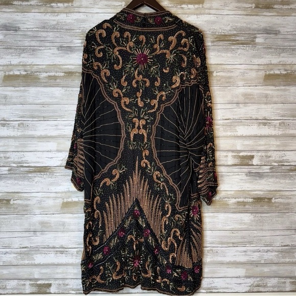 Judith Ann Creations Jackets & Blazers - Judith Ann Creations Vintage Beaded Duster Jacket Coat 1980s Silk Designer Art